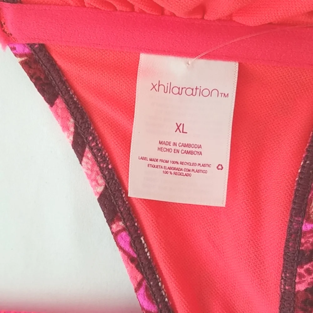 Xhilaration Floral Juniors Pique Bandeau Bikini Top and Ribbed Bottom Size XL Jr